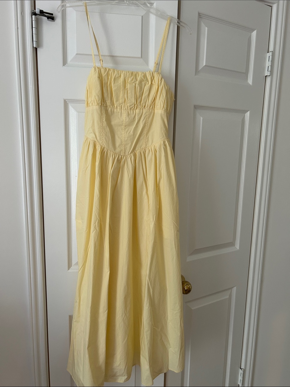 Cotton Poplin Butter Yellow Spaghetti-Strap Sundress